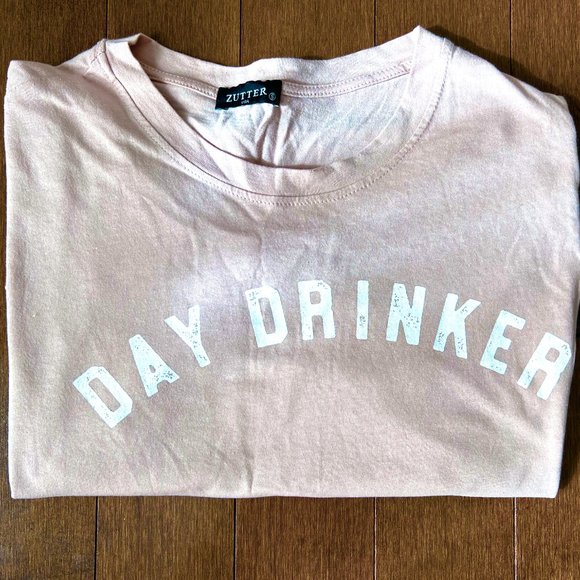 Zutter Day Drinker shirt light pink mauve tshirt size S - Picture 1 of 3